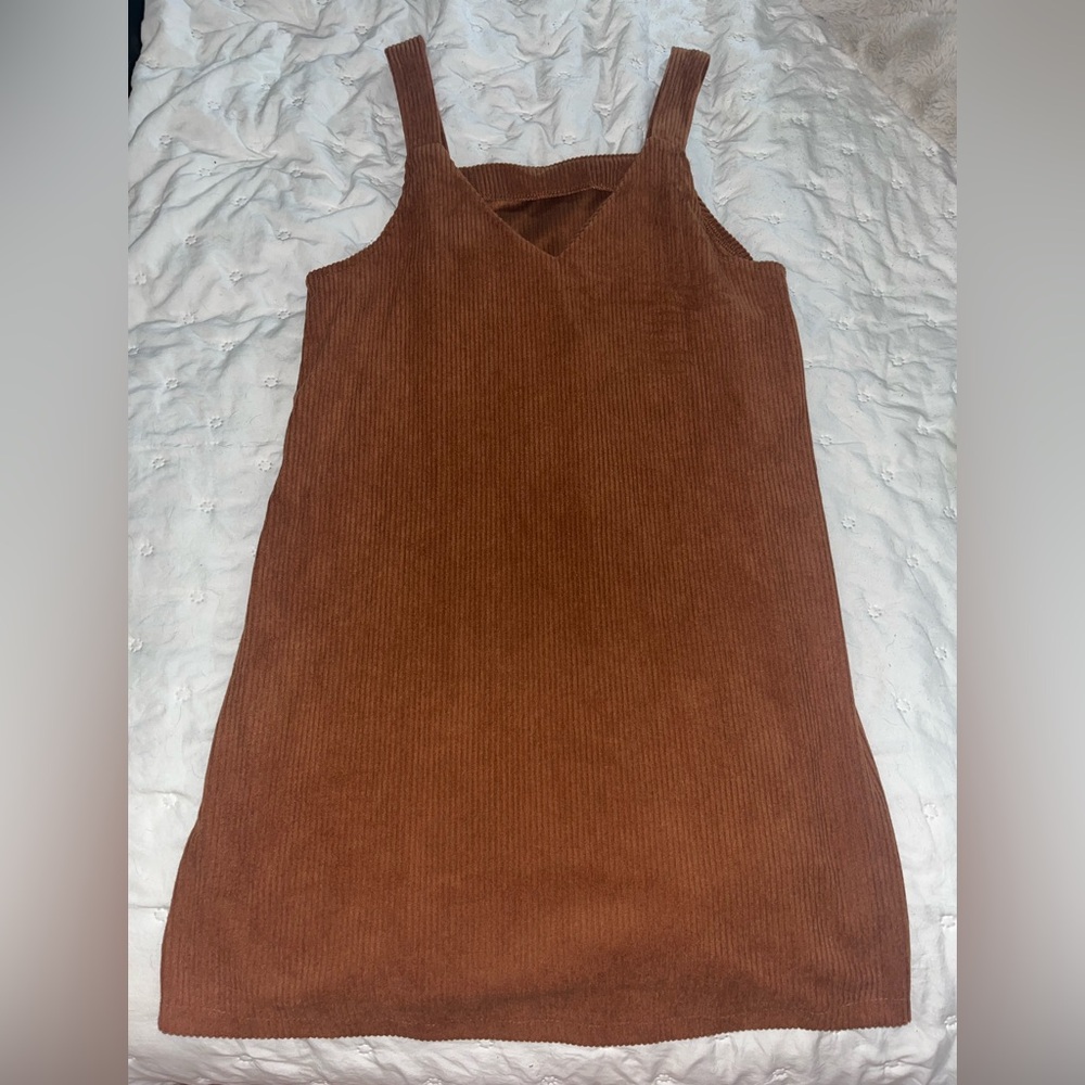 Brown Corduroy Sleeveless Dress